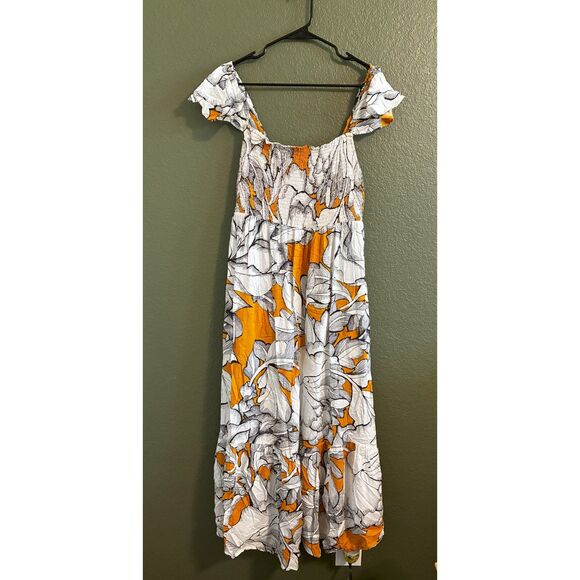 Anthropologie x Alexandra Farmer Smocked Floral Dress Size Large - Picture 5 of 7